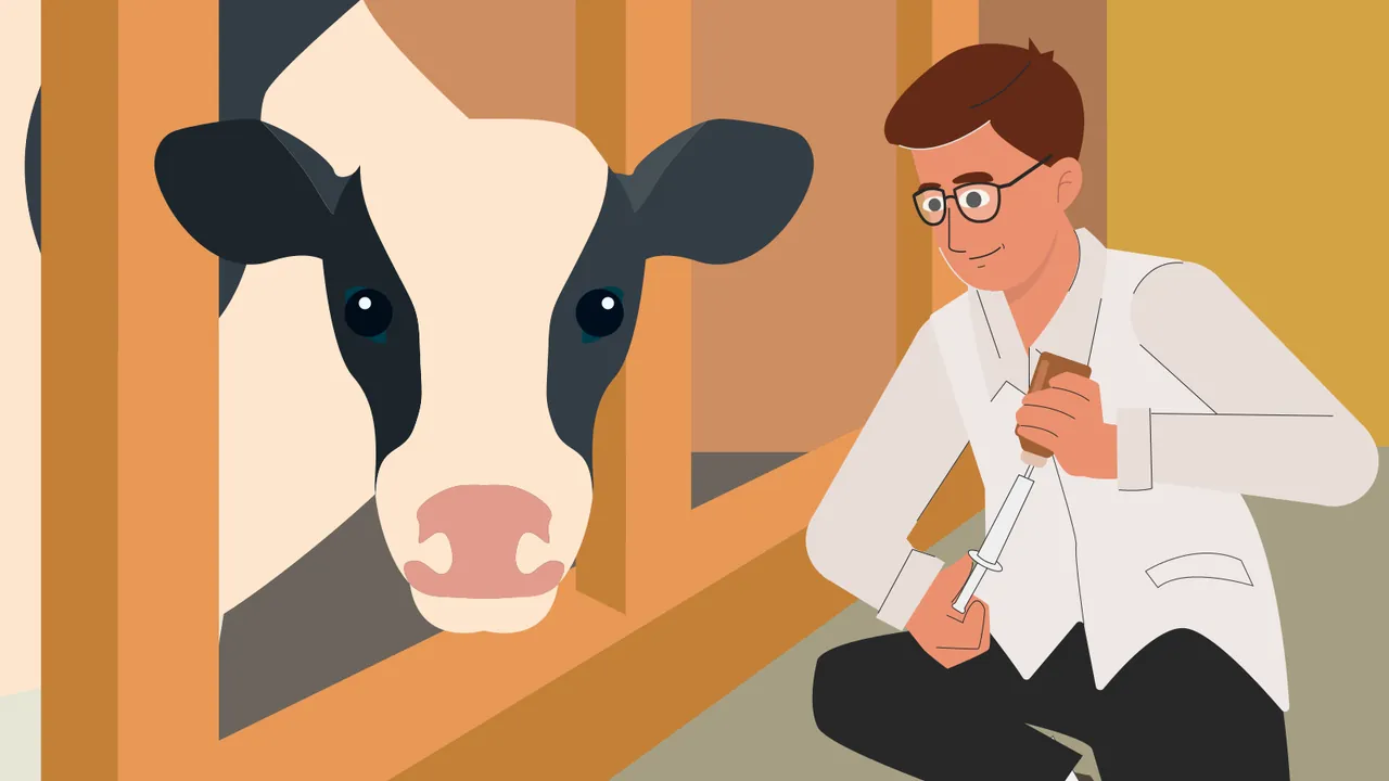 wiCow: Tierarzt im Stall, fertige Illustration